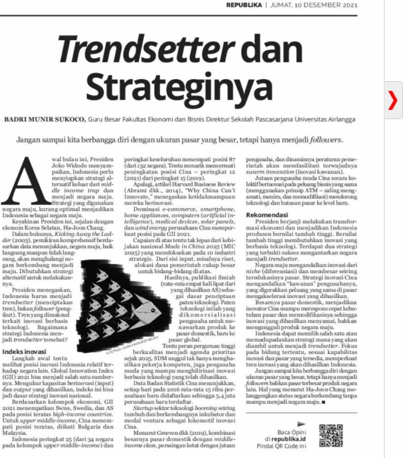 Opini Prof. Badri Munir Sukoco: Trendsetter dan Strateginya